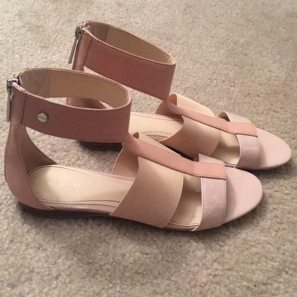 Calvin Klein Leather Nude Gladiator Sandal - Picture 3 of 4